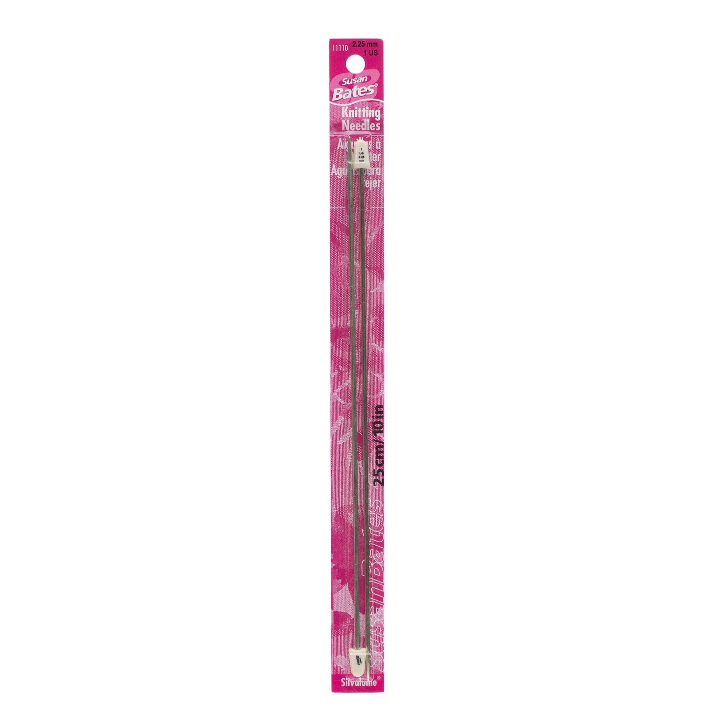Susan Bates Silvalume 10" Single Point Knitting Needles