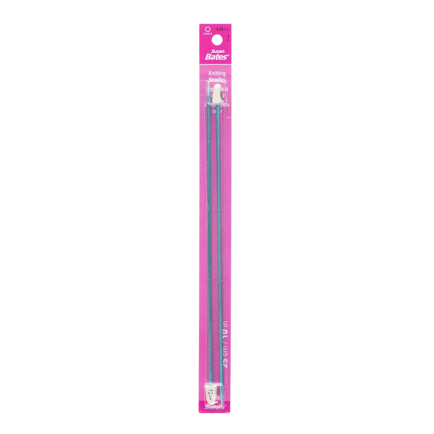 Susan Bates Silvalume 10" Single Point Knitting Needles