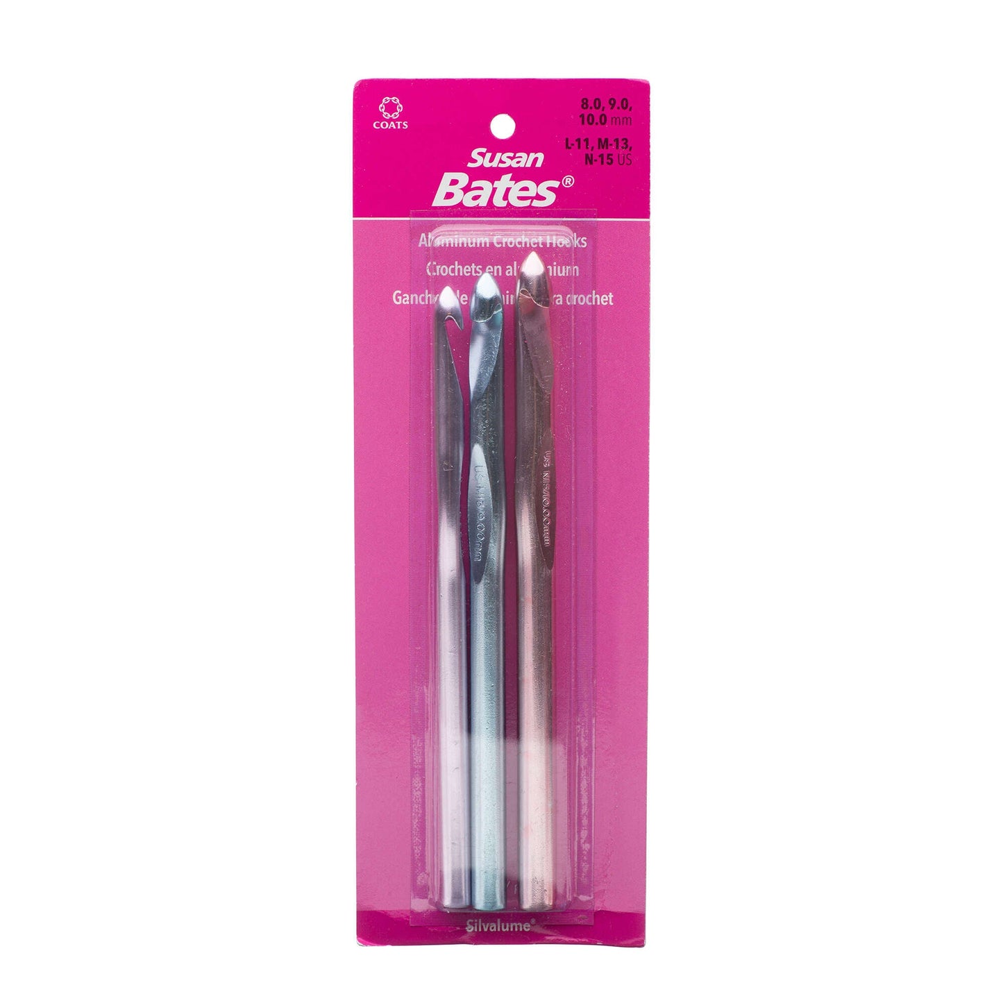 Susan Bates Silvalume Set of 3 Crochet Hooks
