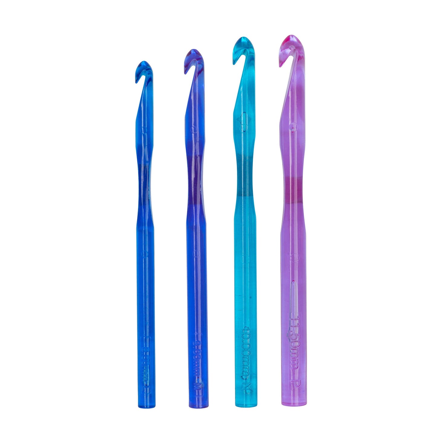 Susan Bates Crystalites Set of 4 Crochet Hooks, U.S. L/11, M/13, N/15, P/16