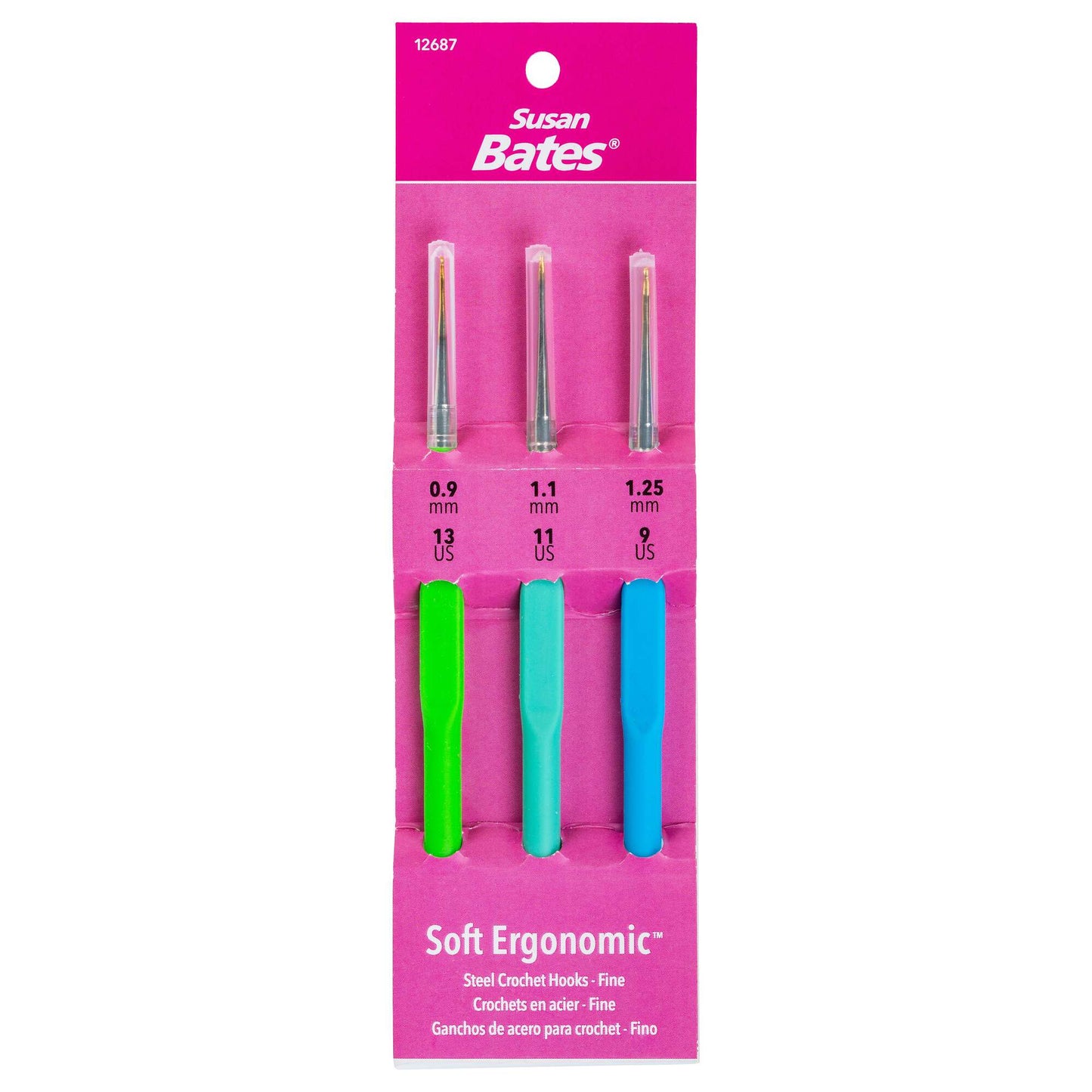 Susan Bates Soft Ergonomic Crochet Hook Set: Sizes 0.9, 1.1, 1.25 MM