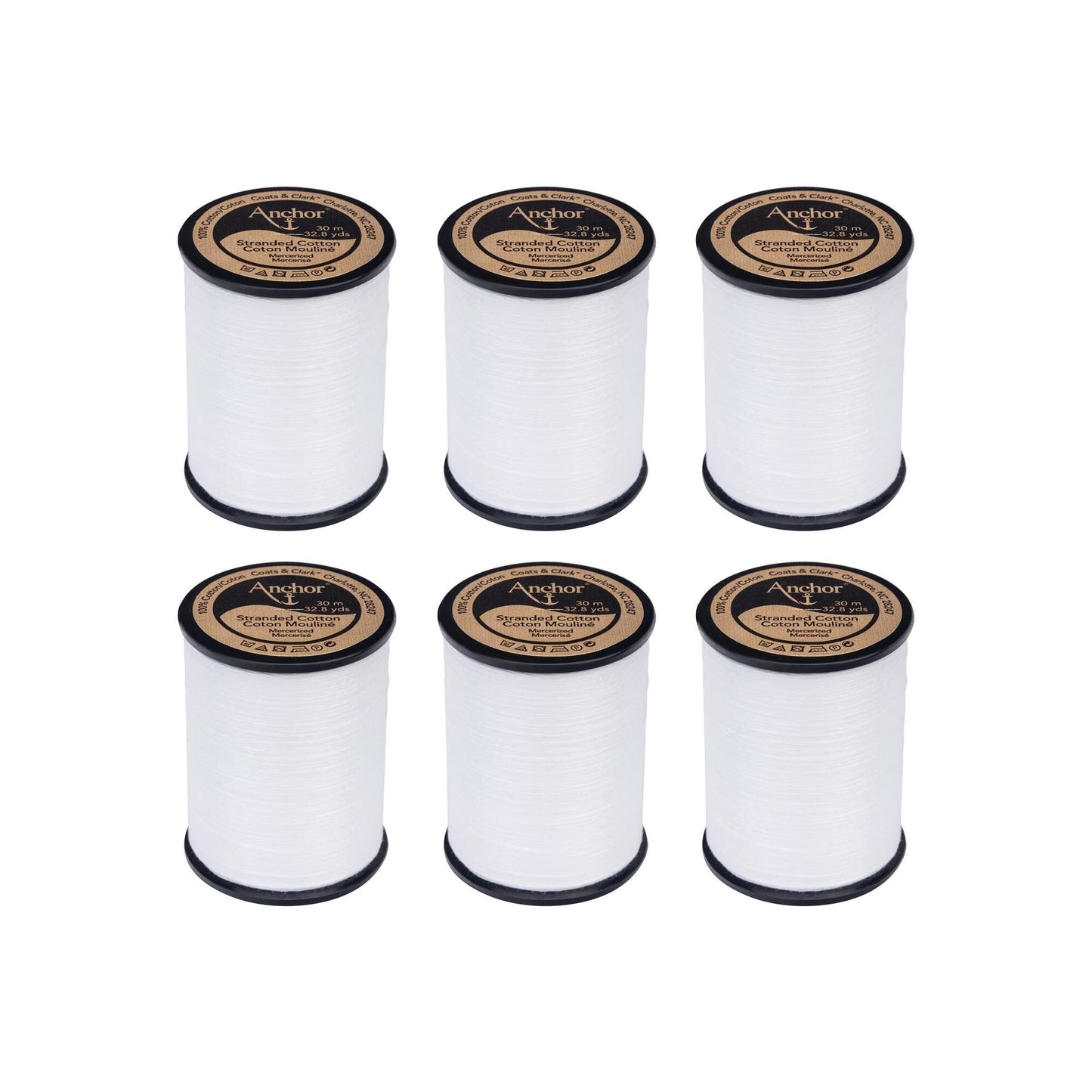 Anchor Spooled Cotton 30 Meters (6 Pack) - Clearance shades