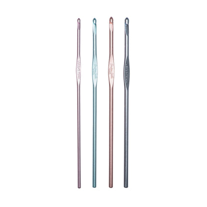 Susan Bates Silvalume Set of 4 Crochet Hooks, U.S. C/2, D/3, E/4, F/5