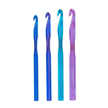 Susan Bates Crystalites Set of 4 Crochet Hooks, U.S. L/11, M/13, N/15, P/16