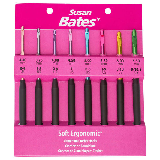 Susan Bates Soft Ergonomic Crochet Hook Set: Sizes E, F, G, 7, H, I, J, K