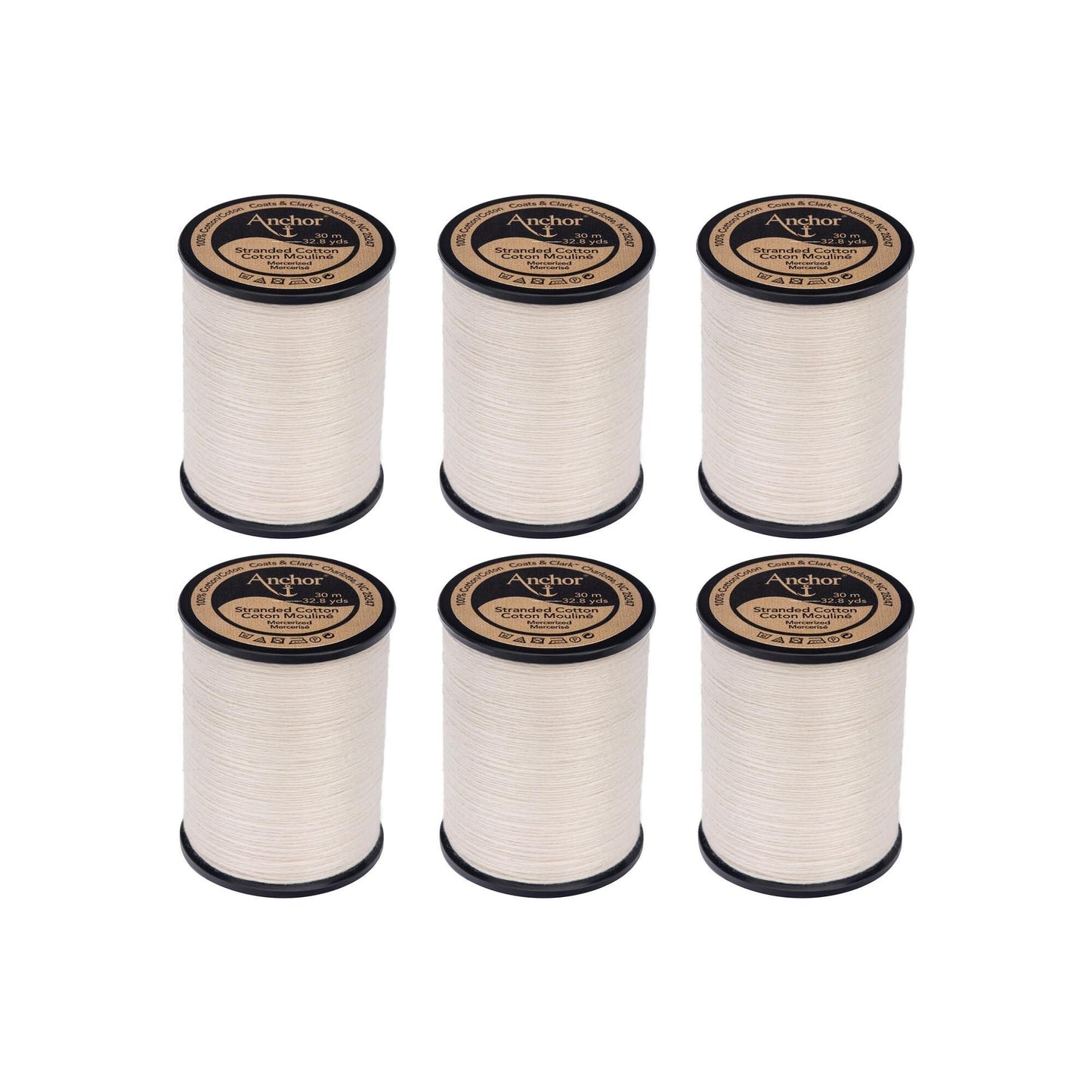 Anchor Spooled Cotton 30 Meters (6 Pack) - Clearance shades